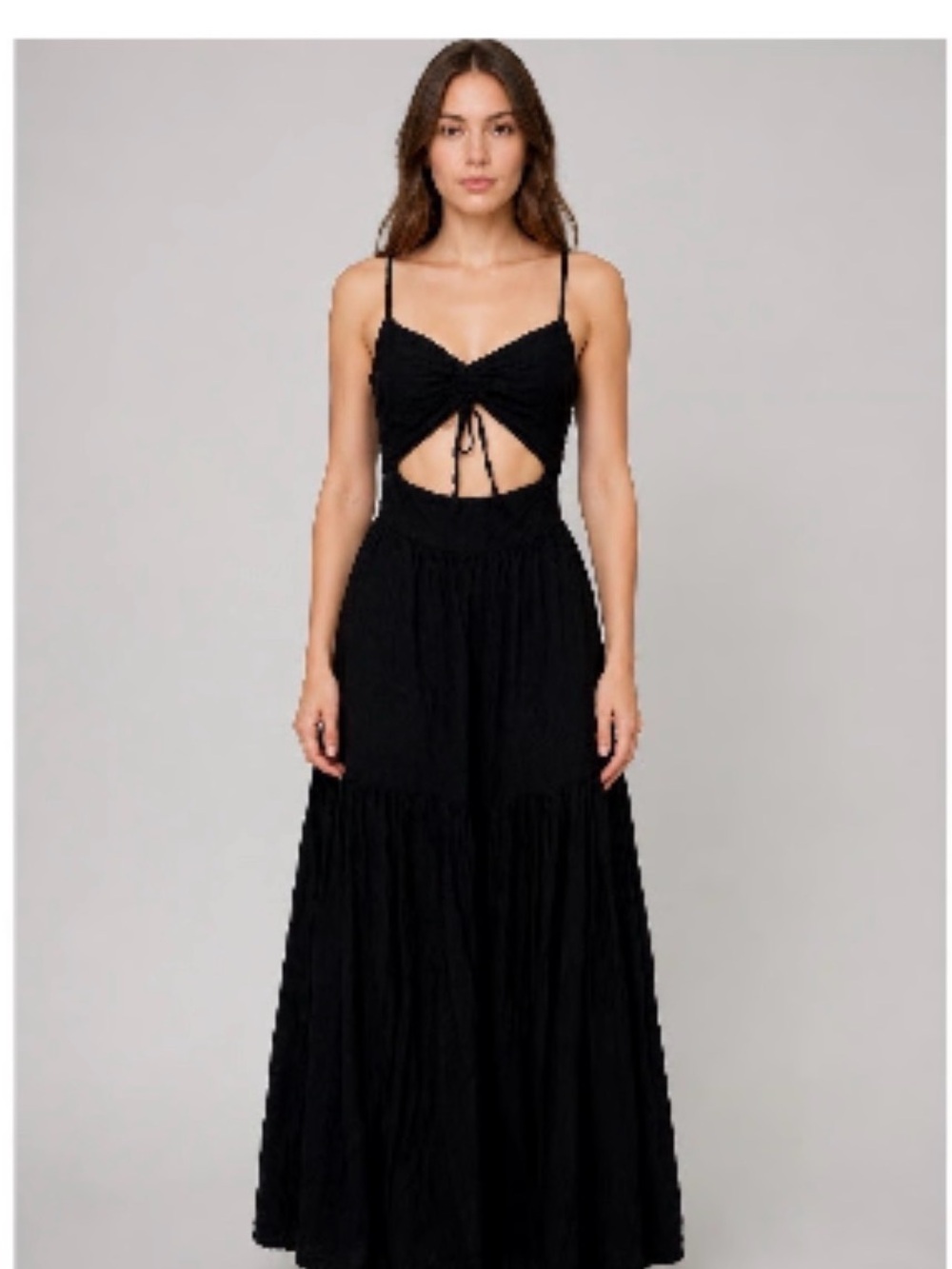 l*space Black Cutout Tie-Front Maxi Dress